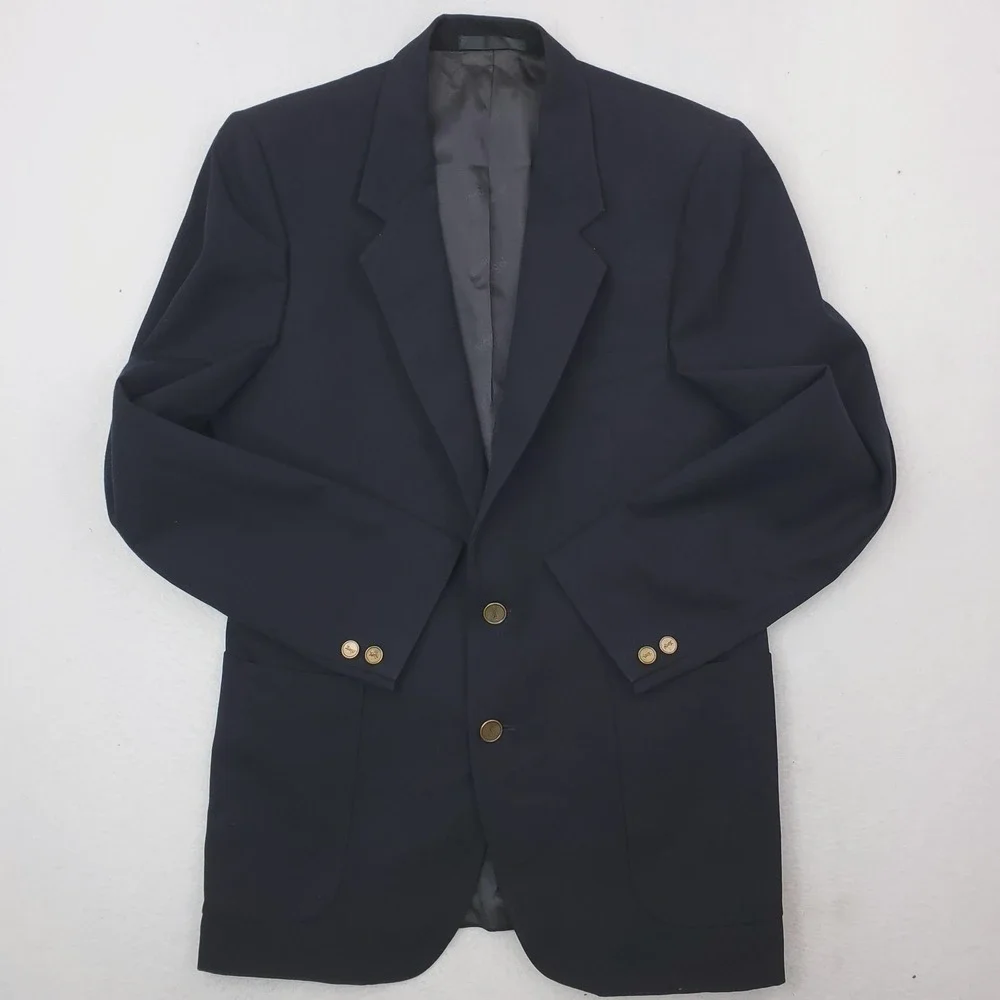 Vintage Yves Saint Laurent Blazer Mens 38 Navy Blue Gold Button Sport Coat